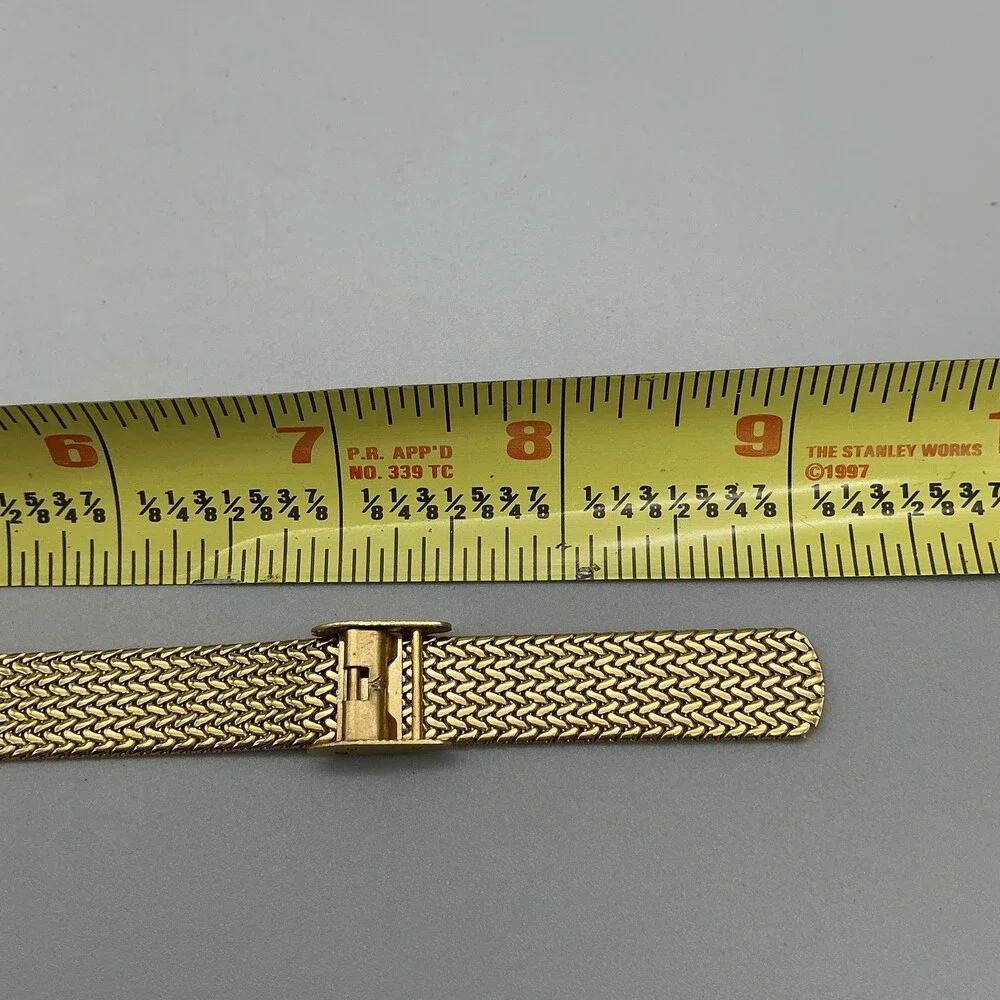 Elgin Womens Watch 35mm Champagne Dial Gold Crystals Mesh Band New Battery